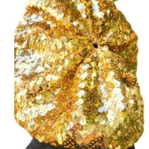 Glamorous Luxury Beaded Sequins Sequined Embellished Gold Metallic Hat Beret New - Picture 5 of 12